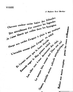 Calligram door Guillaume Apollinaire (1880-1918): “” Visee””