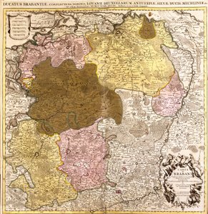 Kaart van Brabant (België en Nederland) (ets)