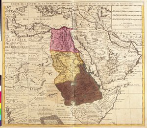 Kaart van Egypte, Nubië (Soedan) en Abessinië (Ethiopië)