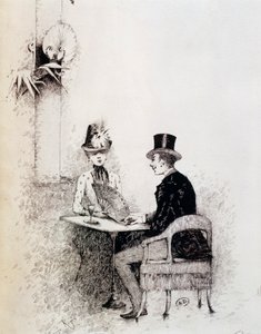 Koppel in Parijse café door Guillaume Georges Roger
