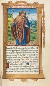 Gedrukt Getijdenboek (Gebruik van Rome): fol. 100r, St. Jacobus de Meerdere door Guillaume Le Rouge