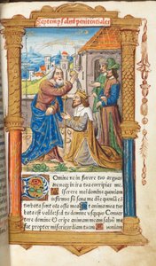 Gedrukt Getijdenboek (Gebruik van Rome): fol. 65r, David en Samuel door Guillaume Le Rouge