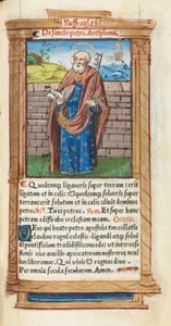 Gedrukt Getijdenboek (Gebruik van Rome): fol. 99r, St. Petrus door Guillaume Le Rouge