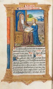 Gedrukt getijdenboek Gebruik van Rome: fol. 108v, St. Anna en de Maagd Maria