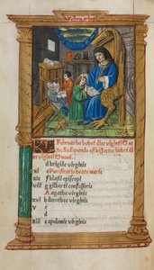 Gedrukt Getijdenboek Gebruik van Rome: fol. 3v, Februari kalenderillustratie, 1510 door Guillaume Le Rouge