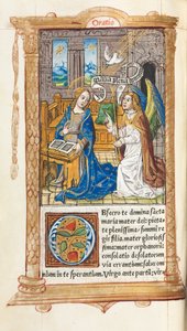 Gedrukt getijdenboek Gebruik van Rome: fol. 60v, De Annunciatie, 1510