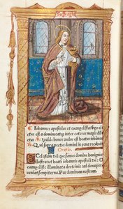 Gedrukt Getijdenboek Gebruik van Rome: fol. 98v, St. Johannes de Evangelist
