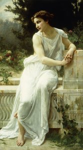 Meisje van Pompeii in een tuin door Guillaume Seignac