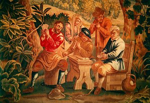 Het Kaartspel, detail van de spelers, begin 18e eeuw door Guillaume Warniers