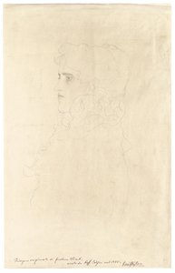 Portret van een vrouw in profiel met rucheskraag door Gustav Klimt