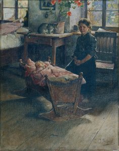 Bij de wieg door Gustav Adolf Hessl