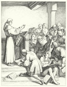Maarten Luther in een filosofie- en theologiecollege voor zijn bachelordiploma