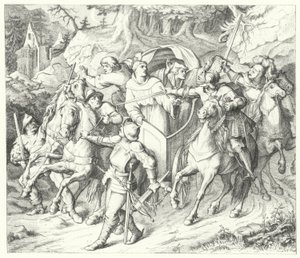 Maarten Luther wordt ontvoerd op zijn terugkeer van de Rijksdag van Worms, 1521 door Gustav Ferdinand Leopold Konig