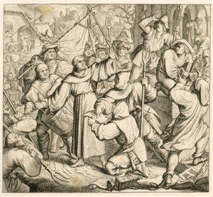 Maarten Luther preekt in Seeburg tegen de Boerenoorlog door Gustav Ferdinand Leopold Konig