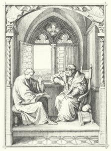 Maarten Luther leest uit de Bijbel voor aan Johan, keurvorst van Saksen (gravure) door Gustav Ferdinand Leopold Konig