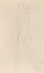 Een naakt jong meisje, ca. 1917