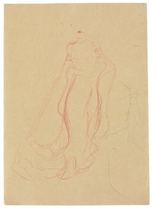 Kostuumstudie met samengevouwen handen, herhaling van de rechterkant, c.1903-04 door Gustav Klimt