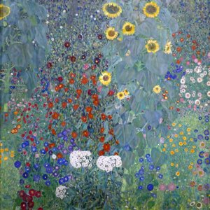 Plattelandstuin met zonnebloemen
