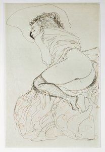Vrouwelijk naakt, naar links gedraaid door Gustav Klimt