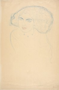 Hoofd van een vrouw, c. 1916 door Gustav Klimt