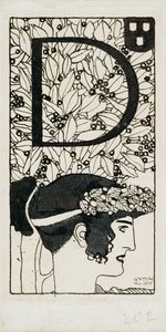 Initial D, gebruikt in het derde nummer van Ver Sacrum, het tijdschrift van de Art Nouveau Secession-beweging in Oostenrijk door Gustav Klimt