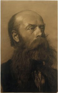 Hoofd van een bebaarde man in driekwart profiel naar rechts door Gustav Klimt