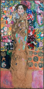 Dame met waaier door Gustav Klimt