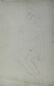 Zittende naakte vrouw, ca. 1903 door Gustav Klimt