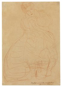 Portret van Adele Bloch-Bauer. Kostuumstudie met handen in hoefijzervorm