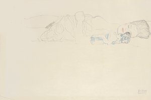 Half liggende naakt naar rechts, ca. 1914-15 door Gustav Klimt