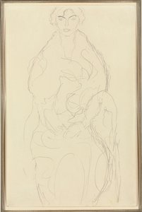 Zittende vrouw van voren, ca. 1917-18 door Gustav Klimt