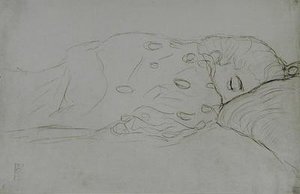 Slapende naakt door Gustav Klimt