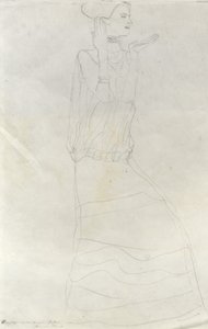 Staande vrouw met opgeheven handen door Gustav Klimt