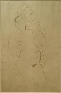 Staand liefdespaar (studie voor Adam en Eva) door Gustav Klimt