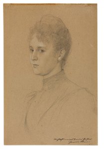 Studie voor een portret (Mevrouw Heymann?), ca. 1892 door Gustav Klimt