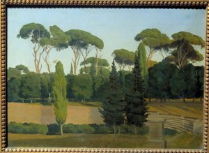In de tuinen van Villa Borghese. Schilderij door Gustaf Wilhem Palm (Ec. Sued.)