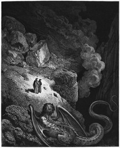 Minos, koning van Kreta, illustratie uit 'De Goddelijke Komedie ..., image size:244x300