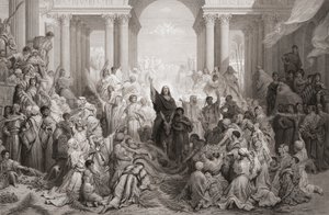 De intocht van Christus in Jeruzalem door Gustave (after) Dore