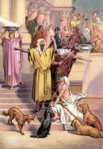 De gelijkenis van de rijke man en de bedelaar Lazarus, jaren 50 door Gustave (after) Dore