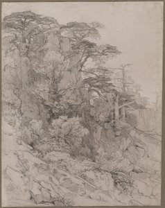 Bomen van een Rotsachtige Heuvel door Gustave Achille Guillaumet