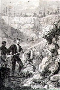 Goudzoeken in Californië in de jaren 1860, gegraveerd door Felix Jean Gauchard door Gustave Adolphe (after) Chassevent Bacques
