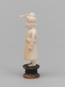 Zwarte pion, schaakstuk, India, circa 1820