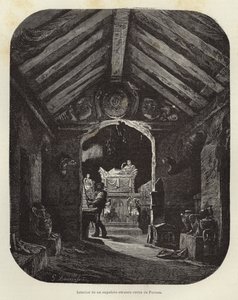 Interieur van een Etruskisch graf bij Perugia