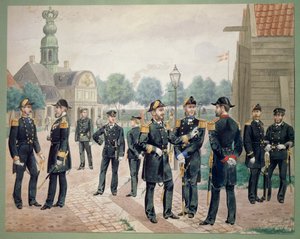 Officieren van de Deense marine op de academie. Aquarel door Gustav Brock door Gustave Brock