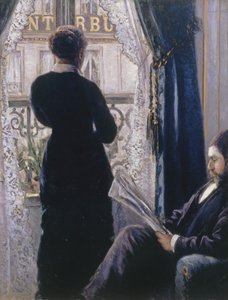 Interieur.Vrouw bij het raam door Gustave Caillebotte