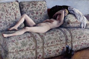 Naakt op een bank door Gustave Caillebotte