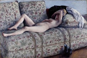 Naakt op een sofa door Gustave Caillebotte
