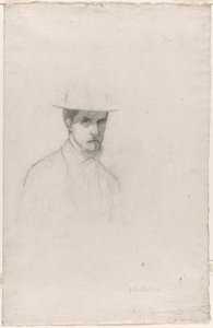 Zelfportret met hoed door Gustave Caillebotte