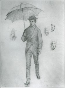 Studie voor Jonge Man met Paraplu door Gustave Caillebotte