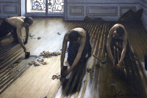 De vloerschrapers - een deel van het schilderij. door Gustave Caillebotte